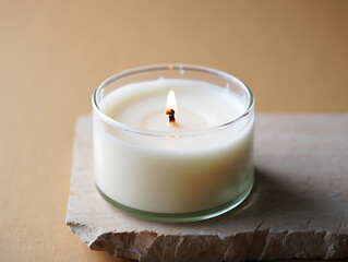 White Candle in Glass Jar