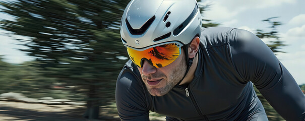 Focused Cyclist in Motion A Study of Determination and Speed During Outdoor Exercise