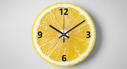 Creative clock with a vibrant lemon slice face, a fresh and zesty timekeeping design.