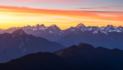Mountain range panorama at sunrise (2)