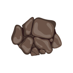 Abstract organic stone cluster illustration, organic shapes, natural elements, brown tones, simple graphic design