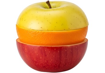 Creative fusion of fruits, blending apple and orange into a unique, healthy snack.