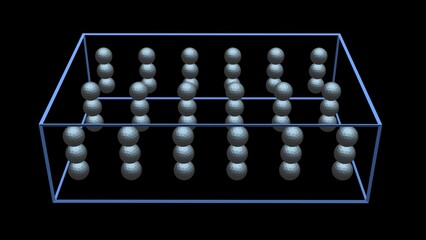 Orderly arrangement of atoms. Atomic array - ordered structure. Evenly spread particles superconductor material. 3d render illustration.