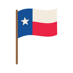 Flag of Texas. Vector isolated illustration of Texas flag in flat style isolated on white background. Waving flag. Suitable for stickers, web banners, emblem etc.
