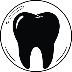 Illustrator Vector Tooth molar inside bubble icon graphic silhouette