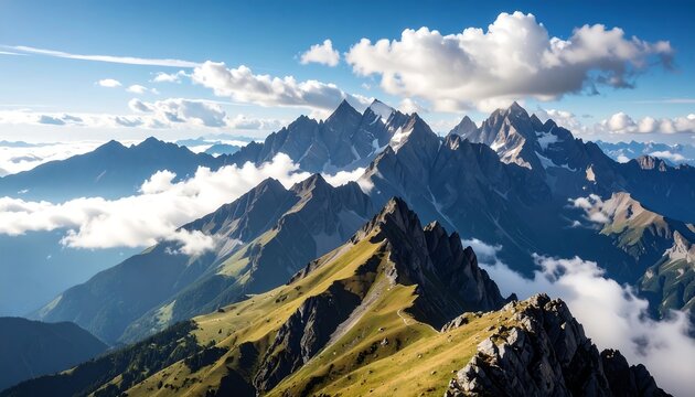 Mountain range panorama at sunrise - Powered by Adobe
