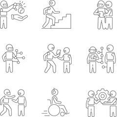 Monochromatic Line Art Illustration Depicting Human Collaboration, Support, and Inclusion in a Minimal Modern Style