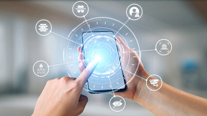 Cyber security icons show cyber attack defense, malware protection, and data security....