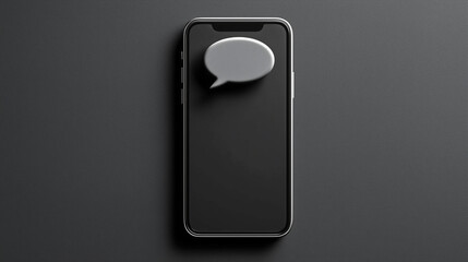 Smartphone displaying a blank chat message bubble, symbolizing communication, notification, and social media