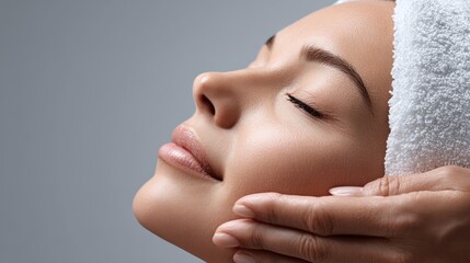 Spa treatment for relaxation with a woman enjoying a facial in a serene environment
