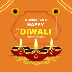 Happy diwali psd poster template
