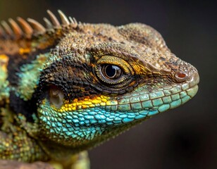 Colorful Lizard Close-up Image.