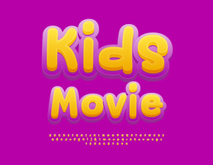 Fototapeta premium Vector Artistic emblem Kids Movie. Bright Children Font. Funny Alphabet Letters and Numbers set