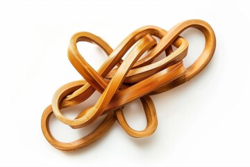 Abstract Wooden Loops Intertwined Harmony Knot Interlocking Puzzle Rings on transparent background