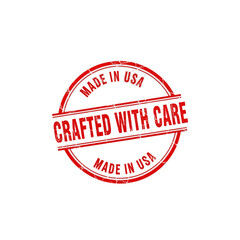 Made in USA Crafted with Care Stamp Emblem Design.