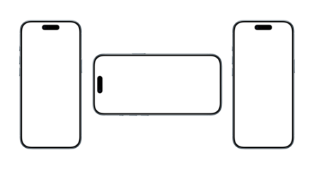 Smartphone mockup with horizontal and vertical devices, modern mobile phone screen display, editable template for app presentation, responsive design showcase and digital product marketing