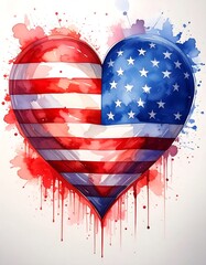 Patriotic Heart Flag Design.