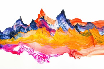 Vivid Strokes Landscape Painting Expressive Brushwork Abstract Mountains on transparent background