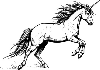 Sketch a magical unicorn silhouette