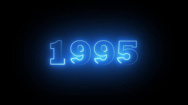Glowing Neon Number 1995 Icon Animation Retro Electric Style Year Animation Neon Digits, Birth Year,