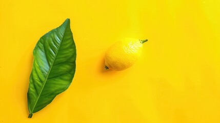 Lemon and Leaf Harmony Bright Citrus Flat Lay on Cheerful Yellow Backdrop on transparent background