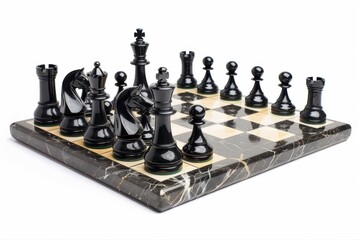 Chess Game Black Pieces Strategy Board Marble Play Challenge Tournament on transparent background