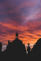 silhouette of french palace at dusk