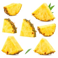 Fresh pineapple slices isolated