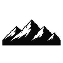 Majestic Mountain Range Silhouette Against White Background Landscape Scene