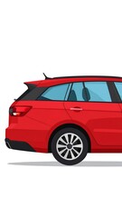 Red Car, Side View, Modern Sedan.