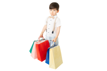 Little Boy with Shopping Bags – Front View