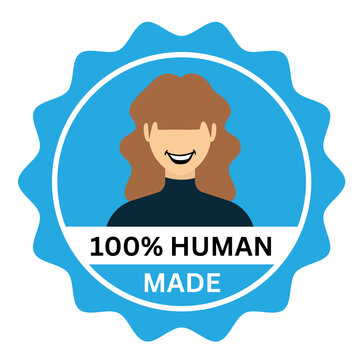 100 percent self made human made blue sticker