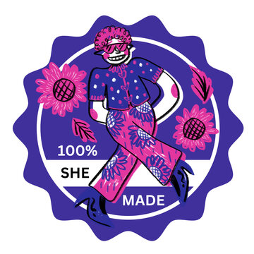 100 percent self made human made purple sticker