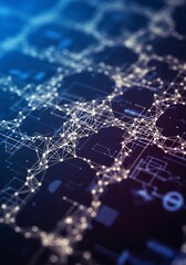 Fototapeta premium Complex digital network structure with interconnected nodes design art