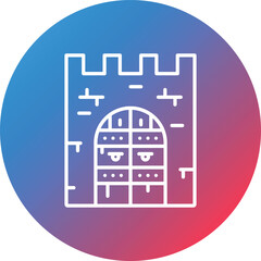 Castle Gate Line Gradient Circle Background Icon