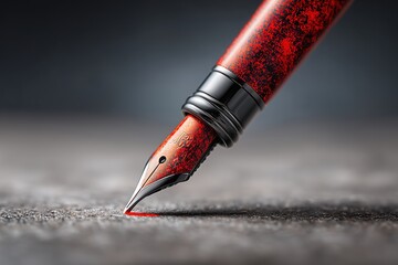 Close-up of a Red Fountain Pen Nib