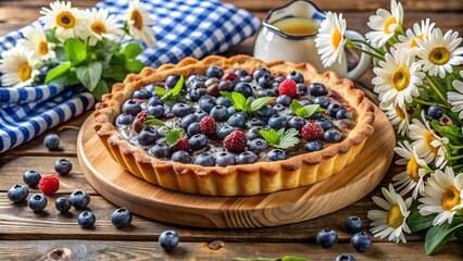 fruit tart with blueberries