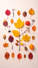 Obraz premium Creative season layout of colorful autumn leaves and branches