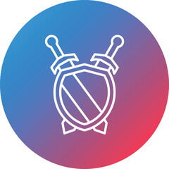 Steel Shield Line Gradient Circle Background Icon