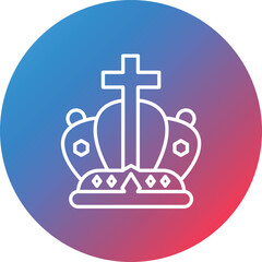 King Crown Line Gradient Circle Background Icon