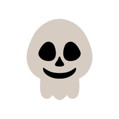 Cute cartoon skull. Halloween vector design element isolated on white background