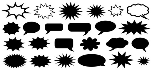 comic burst explosion vector silhouette set