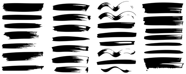 black brush stroke vector illustration set
