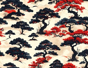 Japanese Garden Pattern Design.