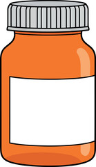 Orange pill bottle with blank label medical pharmaceutical container vector