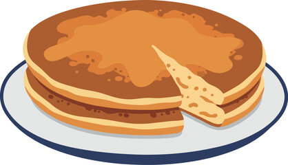 Stack of golden pancakes on a plate delicious breakfast treat vector