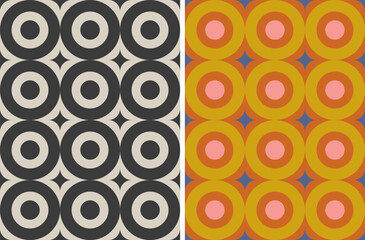Vector set retro simple geometric seamless patterns in retro style. Vintage abstract geometric pattern in Art deco style.