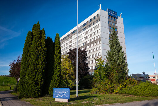 Stockholm, Sweden - September 27, 2025: Alfa Laval Tumba AB, big Swedish heavy industry manufacturer office building in Botkyrka