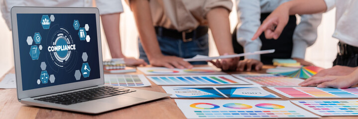 Obraz premium Compliance system for brisk online corporate business to meet quality standard