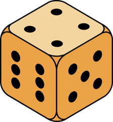 Orange dice game cube isolated on white vector